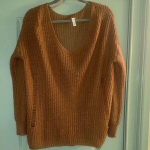 Elegant V-Neck Sweater in Rich Brown